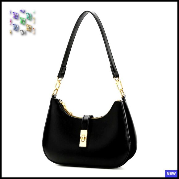 Handbags - Retro Hobo Shoulder Bag Vegan Leather Small Clutch Purse Zipper Closure